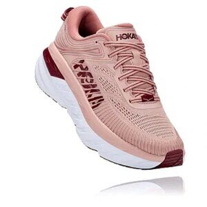 HOKA One One Bondi 7 Womens Misty Rose / Cordovan Size 8